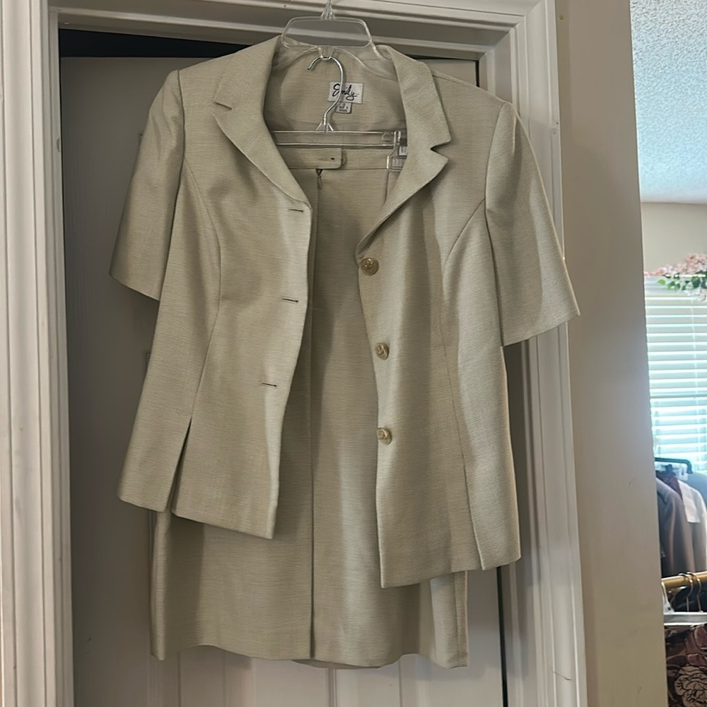 Light Green/Tan Business Skirt Set
